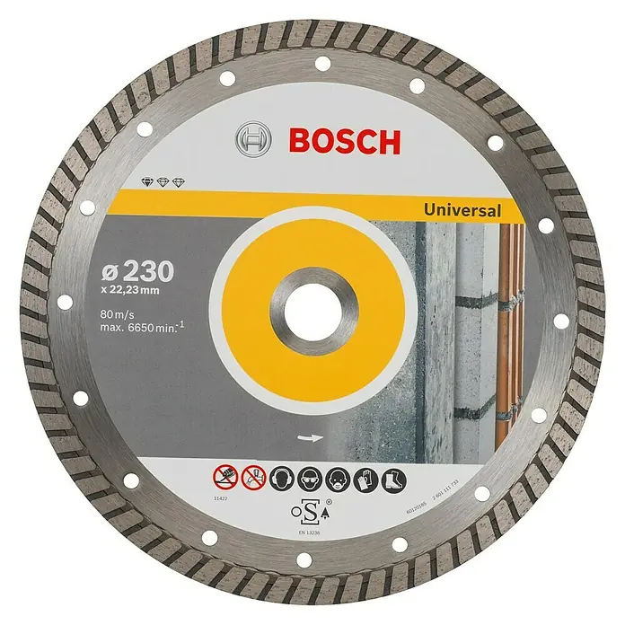 Bosch Professional Dijamantna rezna ploča Standard Universal Turbo - Promjer rezne ploče: 230 mm, Prikladno za: Građevni materijali - Pogled sprijeda