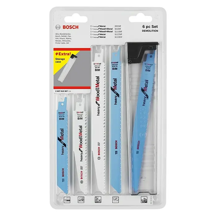 Bosch Professional Komplet listova za sabljastu pilu - Drvo/metal/plastika, 6 -dij. - Pogled sprijeda