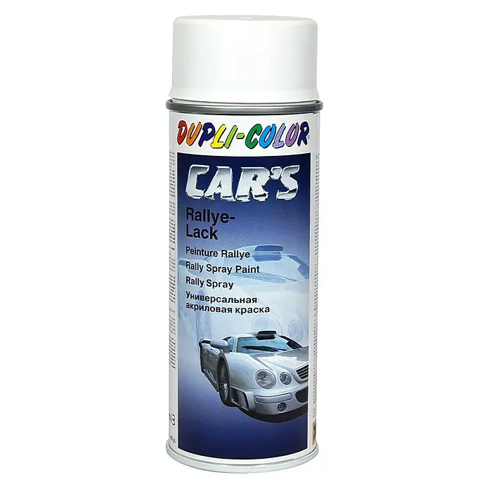 Dupli-Color Lackspray CAR'S Rallye - Weiß, Seidenmatt, 400 ml - Vorderansicht