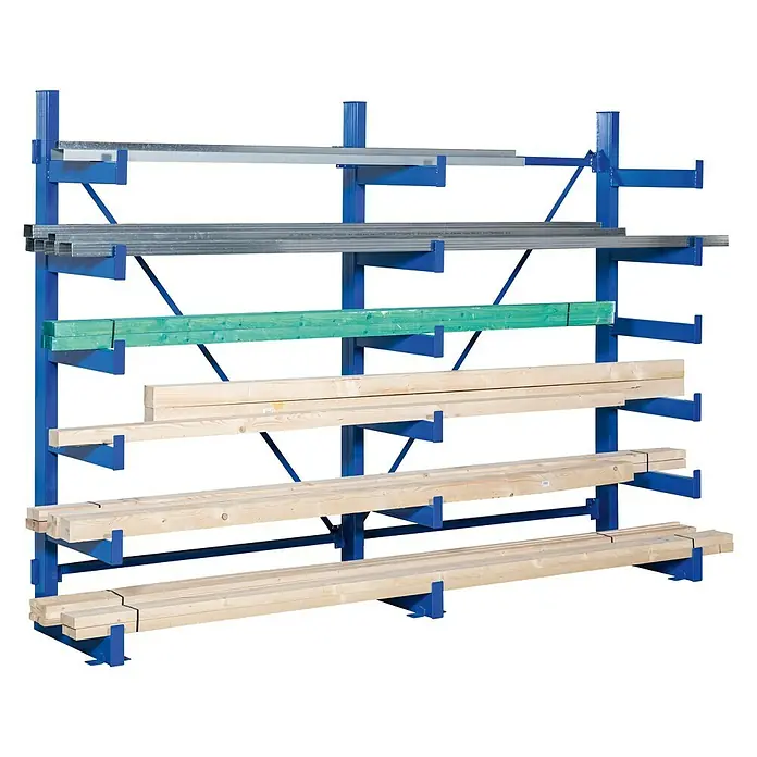 Regalux Metall-Kragarmregal - 63 x 270 x 200 cm, Belastbarkeit: 200 kg pro Tragarm