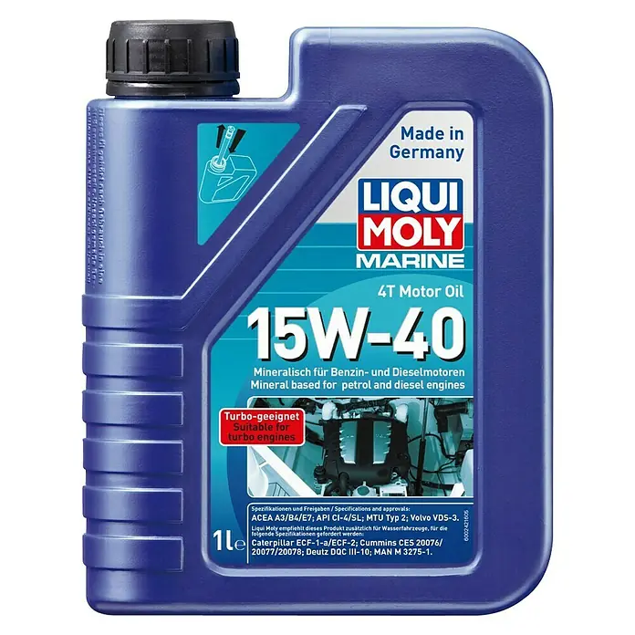 Liqui Moly Marine Motoröl 4T 15W-40 - Mineralisch, 1 l - Vorderansicht