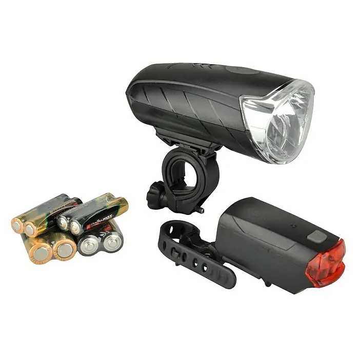 Fischer Ledlampenset - Lichtsterkte: 50 lux (koplamp), Brandtijd: 4 uur bij 50 lux (koplamp) - Vooraanzicht