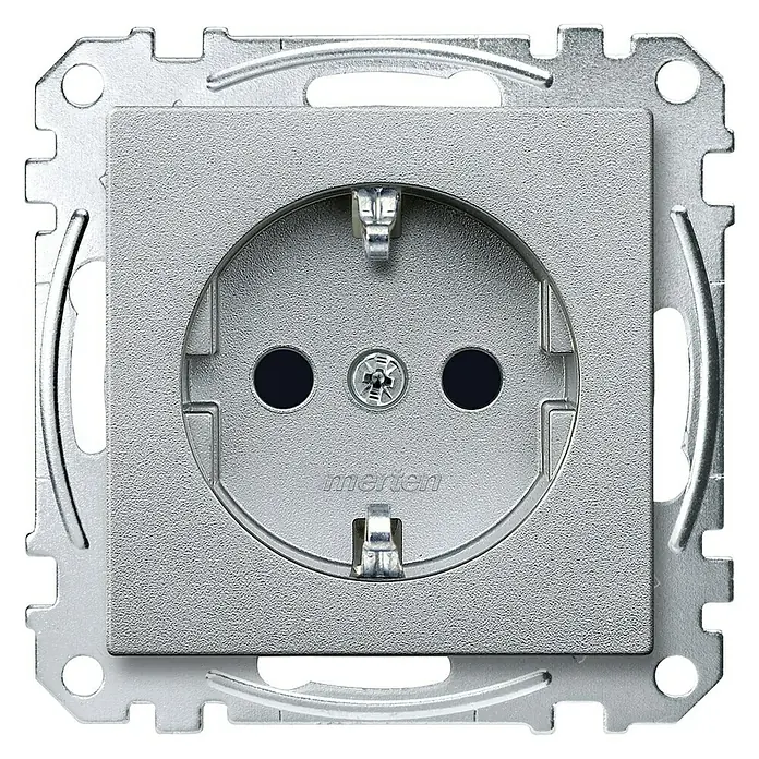 Merten M-Plan Steckdose - Aluminium, Kunststoff, IP20, Unterputz - Vorderansicht
