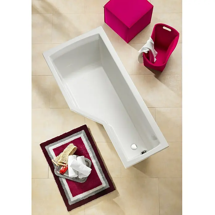 Ottofond Badewanne Flint B - Linksseitig, 160 x 80/55 x 45 cm, Sanitäracryl, Weiß - Ansicht von oben