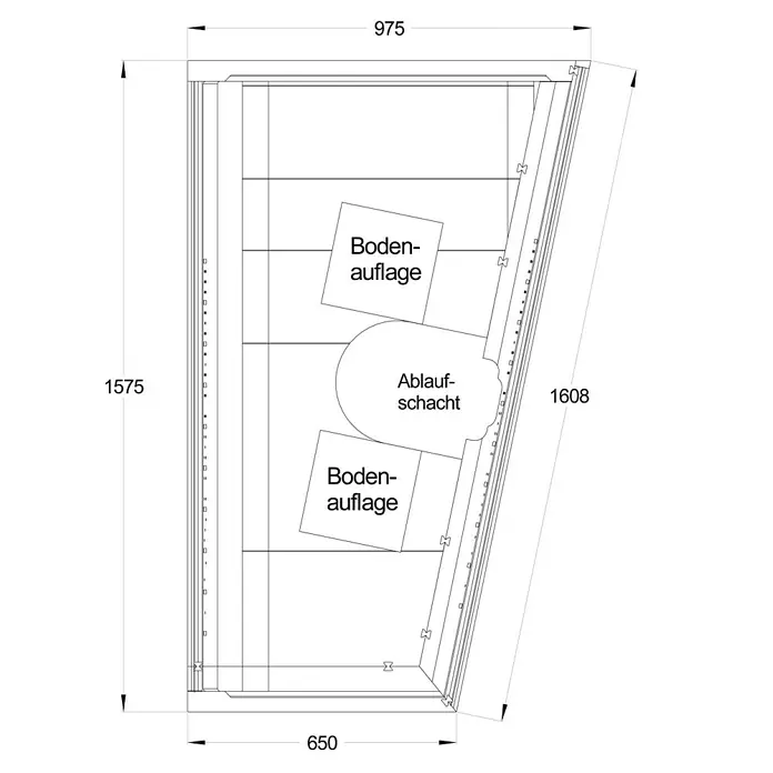 Ottofond Badewannenträger Cebu 1 A - Passend für: Badewanne Cebu 1A 160 x 100/67,5 x 51 cm - Ansicht von oben