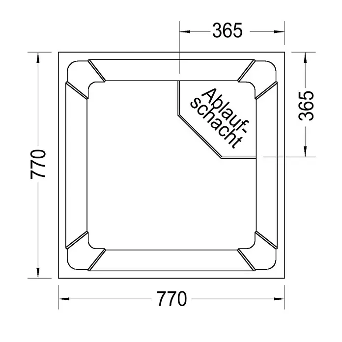 Ottofond Duschwannenträger Puerto - 77 x 77 cm, Expandiertes Polystyrol, Weiß - Ansicht von oben