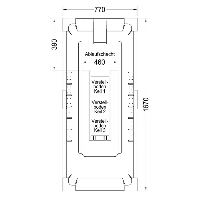 Ottofond Wannenträger Suez - Passend für: Ottofond Badewanne Suez 170 x 80 cm - Ansicht von oben