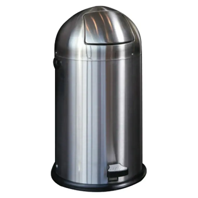 Vepa Bins Treteimer Kickcan - 33 l, Farbe: Silber Metallic, Rund, Metall - Diagonale Ansicht