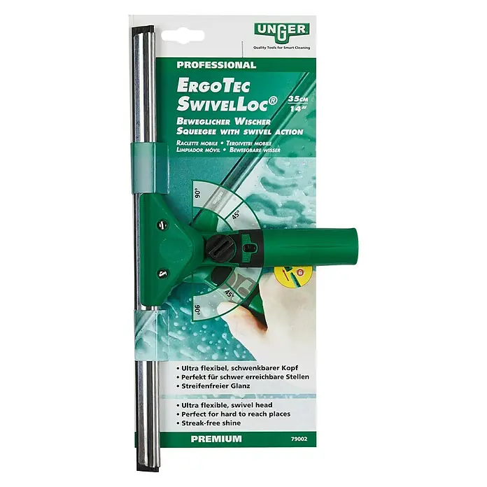 Unger Professional Fenster-Wischer SwivelLoc - Breite: 35 cm, Kunststoff/Gummi/Aluminium - Vorderansicht