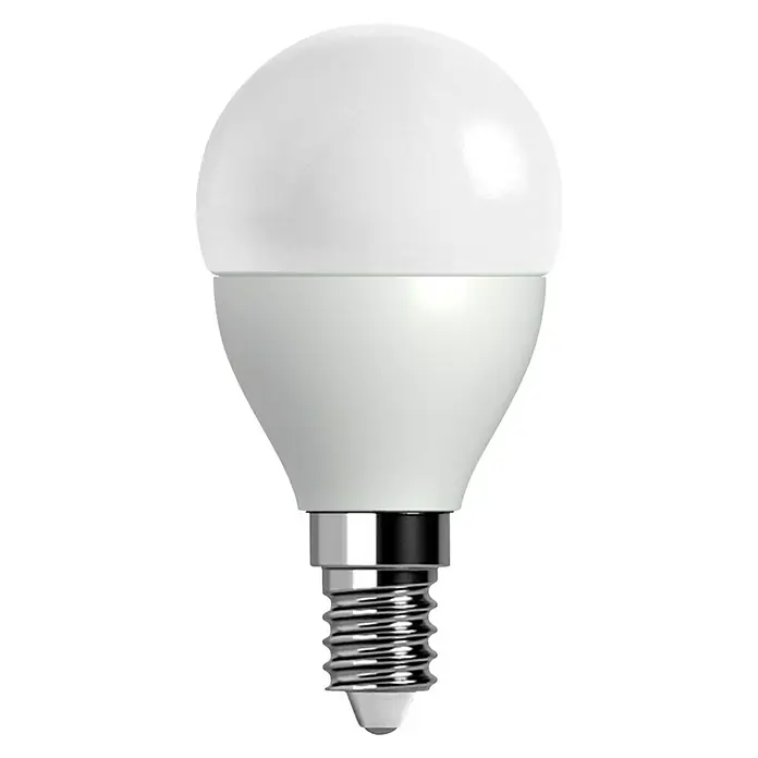 Voltolux Bombilla LED - 5 W, E14, Blanco cálido, Mate, Forma: Gota - Vista frontal