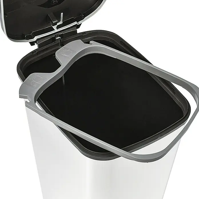 KIS Treteimer Chic - 45 l, Schwarz/Silber, Eckig, Kunststoff