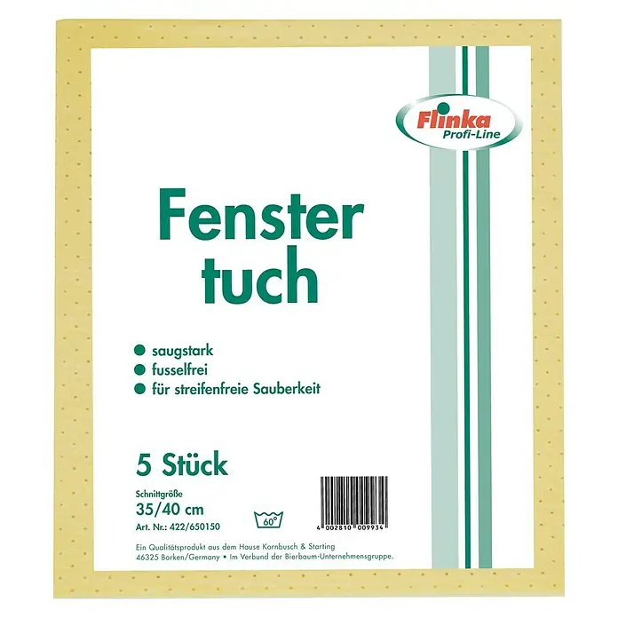 Flinka Profi-Line Fenstertuch - 5 Stk., 40 x 35 cm, Gelocht, Gelb