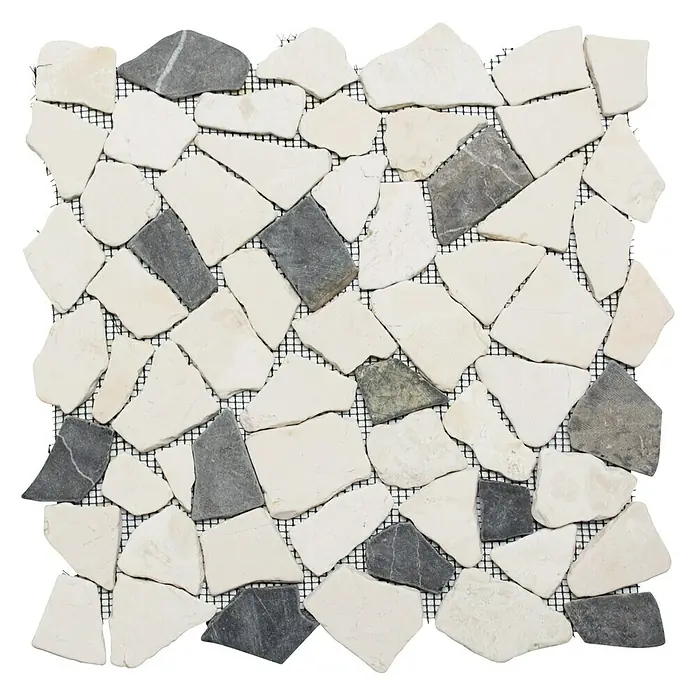 Mosaikfliese Mix CIOT 30/110 - 30,5 x 30,5 cm, Weiß/Schwarz, Matt - Ansicht von oben
