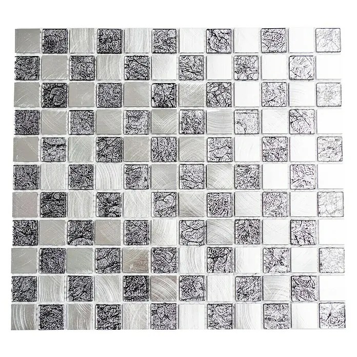 Mosaikfliese Crystal Mix XAM A451 - 32,7 x 30,2 cm, Schwarz/Silber, Matt - Ansicht von oben