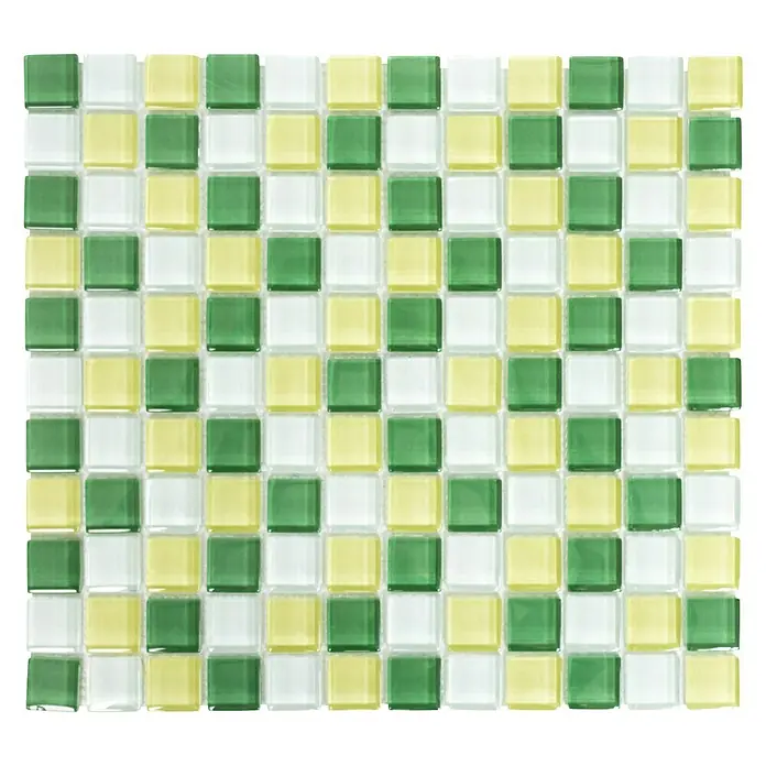 Mosaikfliese Quadrat Crystal Mix XCM 8488 - 32,7 x 30,2 cm, Hellgrün/Hellgelb, Glänzend - Ansicht von oben