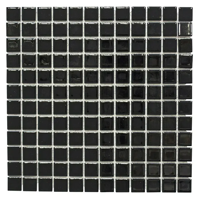 Mosaikfliese Quadrat Uni CG 144 - 29,8 x 29,8 cm, Schwarz, Glänzend - Ansicht von oben