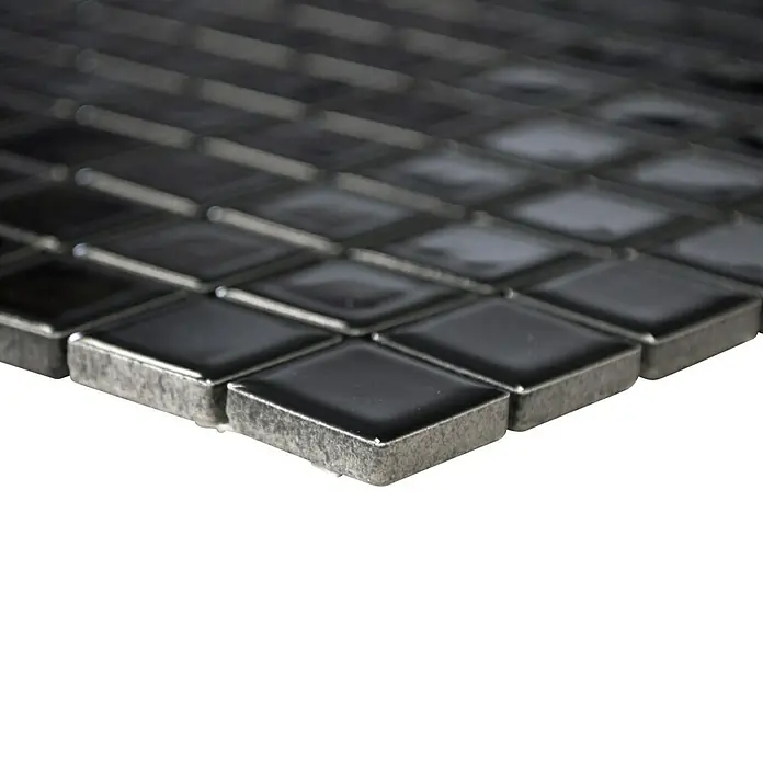 Mosaikfliese Quadrat Uni CG 144 - 29,8 x 29,8 cm, Schwarz, Glänzend - Vorderansicht