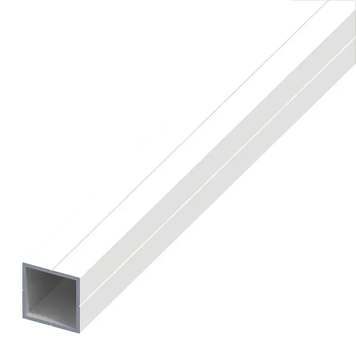 Kantoflex Quadratrohr - 1.000 x 23,5 x 23,5 mm, Aluminium, Brillantweiß, Bohr-Kennrille - Linke Seitenansicht