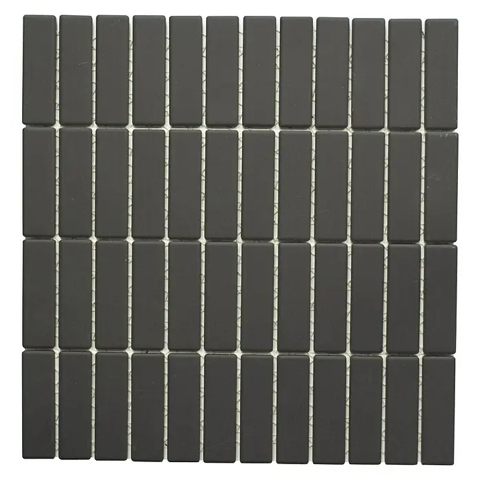 Mosaikfliese Uni CU ST 021 - 29,7 x 29 cm, Schwarz, Matt - Ansicht von oben