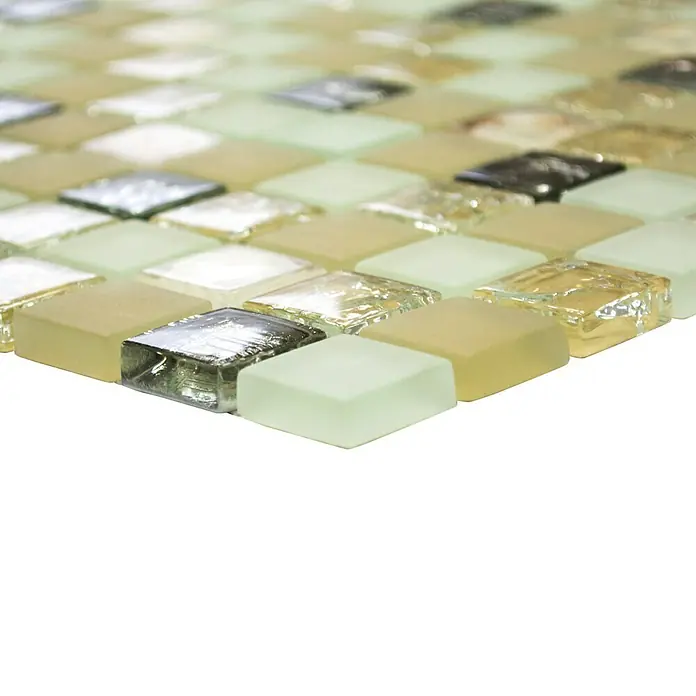 Mosaikfliese Quadrat Crystal XCM 8OP9 - 30 x 30 cm, Beige, Glänzend - Vorderansicht