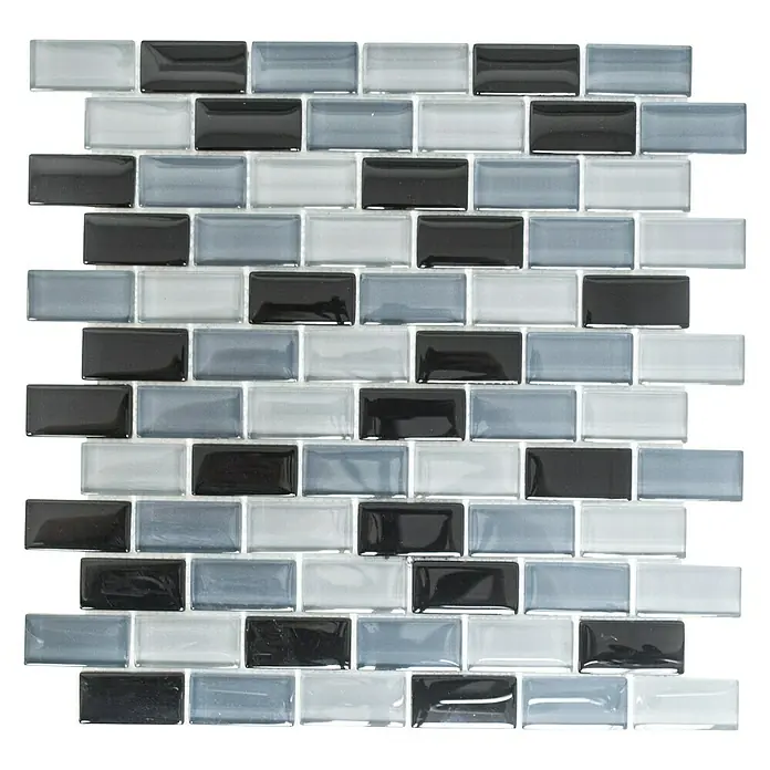 Mosaikfliese Brick Crystal Mix XCM B899 - 32,2 x 31 cm, Schwarz, Glänzend - Ansicht von oben