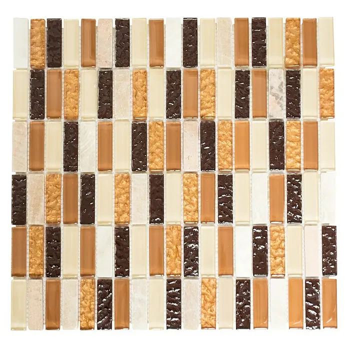 Mosaikfliese Stäbchen Crystal Mix XCM SM83 - 32,2 x 31 cm, Beige/Braun, Glänzend - Ansicht von oben