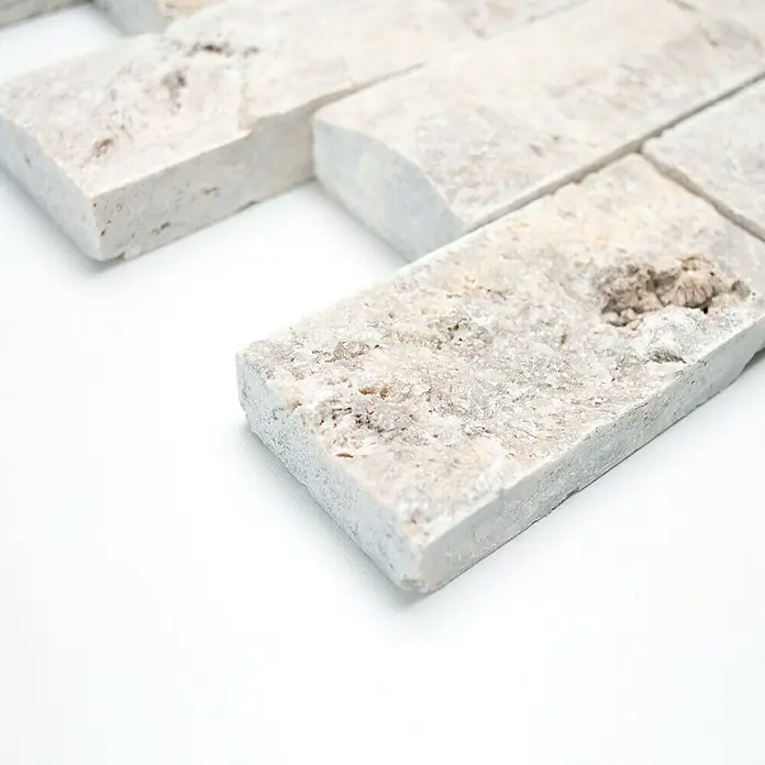 Mosaikfliese Brick Splitface X3D 42781 - 30,5 x 29 cm, Silber, Matt - Vorderansicht