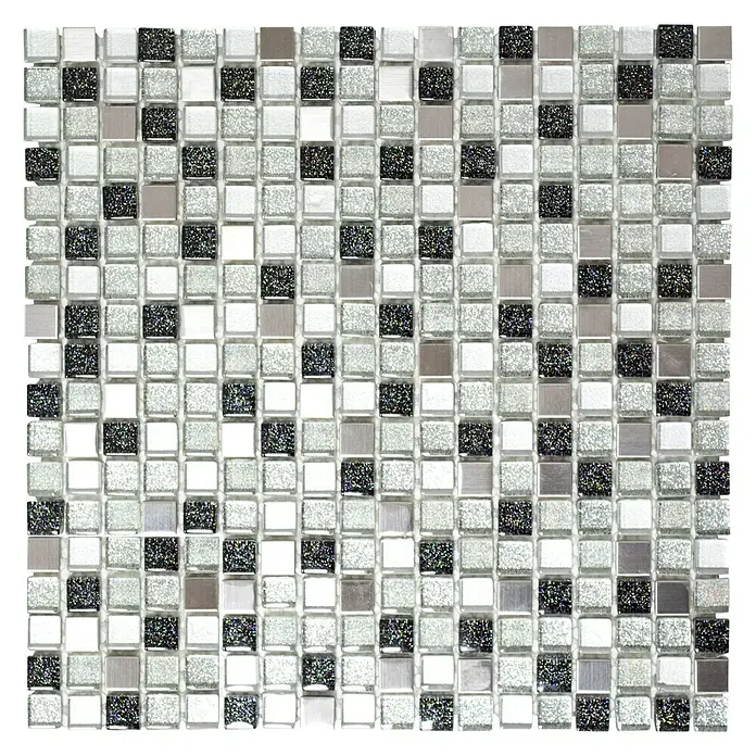 Mosaikfliese Crystal Mix XCE 88 - 30,5 x 32,2 cm, Silber, Glänzend - Ansicht von oben