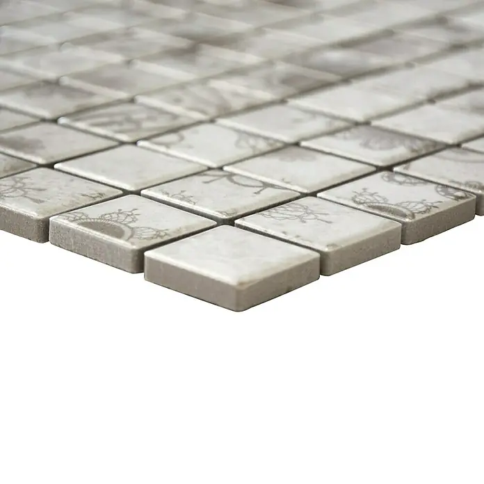 Mosaikfliese Quadrat LACEO LB 106 - 29,8 x 29,8 cm, Grau, Matt - Vorderansicht