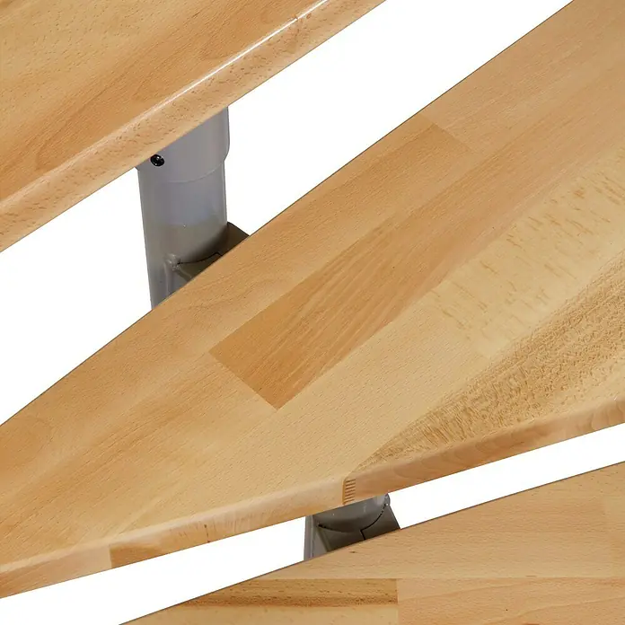 Minka Mittelholmtreppe Style - Breite: 70 cm, Silber, Farbe Stufen: Buche Hell, Geschosshöhe: 304 cm - Detailaufnahme