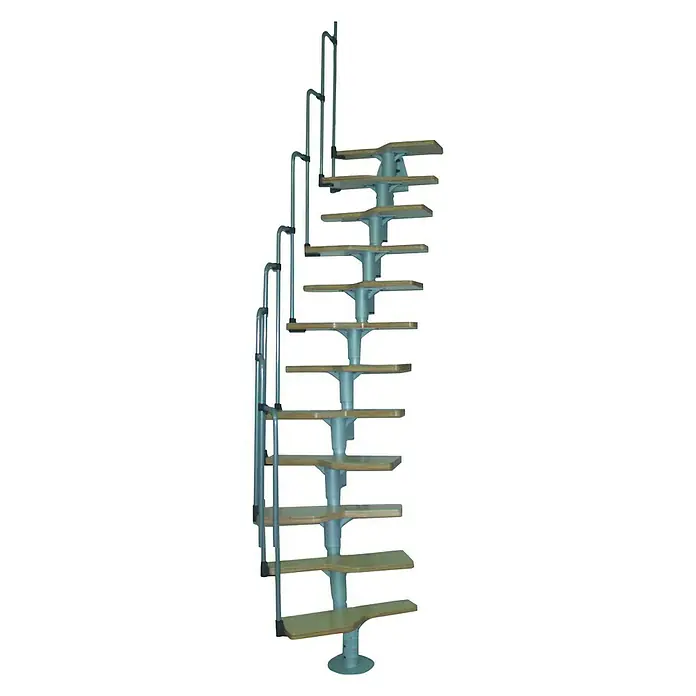 Minka Raumspartreppe Twister - Breite: 60 cm, Silber, Farbe Stufen: Birke Natur, Geschosshöhe: 200 cm - 294 cm - Vorderansicht