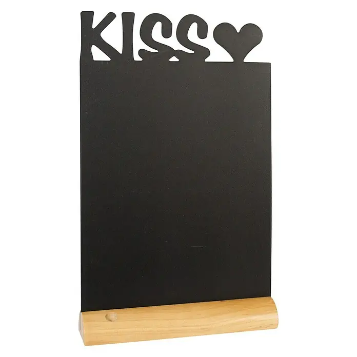 Pizarra de pared - Beso, Pizarra con marcador, Pie de madera - Vista frontal