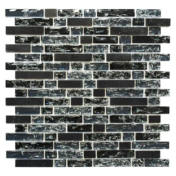 Mosaikfliese Verbund Crystal Mix XIC V1328 - 29,8 x 30,5 cm, Schwarz, Glänzend - Ansicht von oben