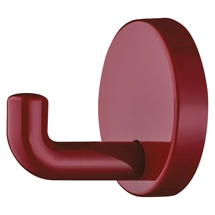 Garderobna kuka - Ø x D: 40 x 30 mm, Poliamid, Zidna montaža, Crvene boje - Pogled sprijeda