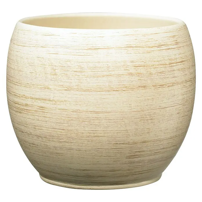 SK Übertopf rund Alberta Fashion - Außenmaß (Ø x H): 15 x 13 cm, Creme, Keramik, Matt - Vorderansicht