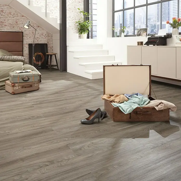 b!design Podna vinilna obloga Clic Aspen srebrni hrast - 1.210 x 190 x 5 mm, Rustikalni pod