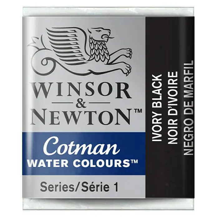 Winsor & Newton Cotman Aquarelverf - Ivory Black, Pot - Vooraanzicht