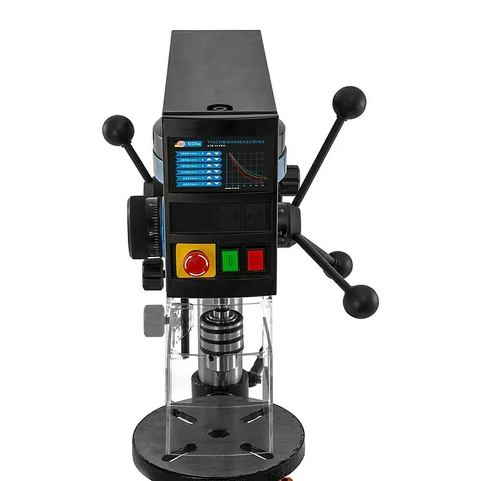 Güde Tischbohrmaschine GTB 13 Pro - 250 W, Leerlaufdrehzahl: 600 U/min - 2.600 U/min, Spannweite Bohrfutter: 1,5 mm - 13 mm - Vorderansicht