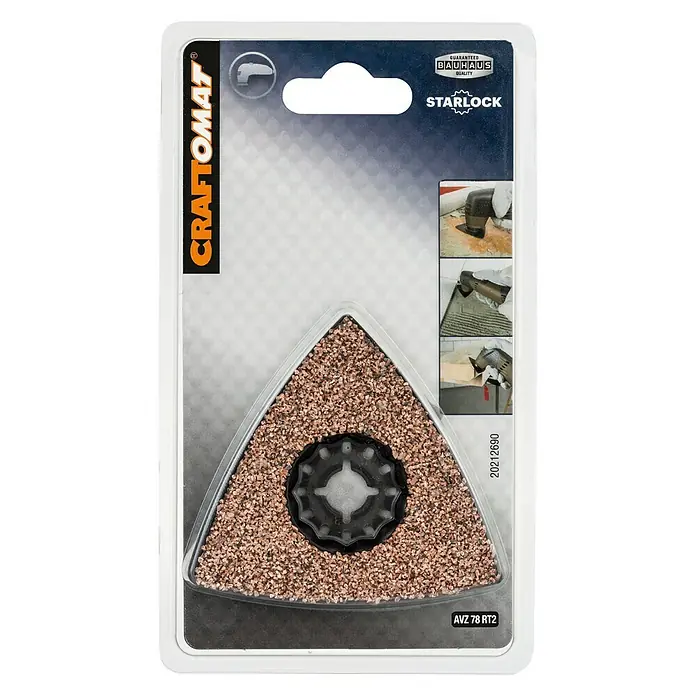 Craftomat Delta-Schleifplatte AVZ 78 RT - Hartmetallbestreuung, 78 x 78 mm - Vorderansicht