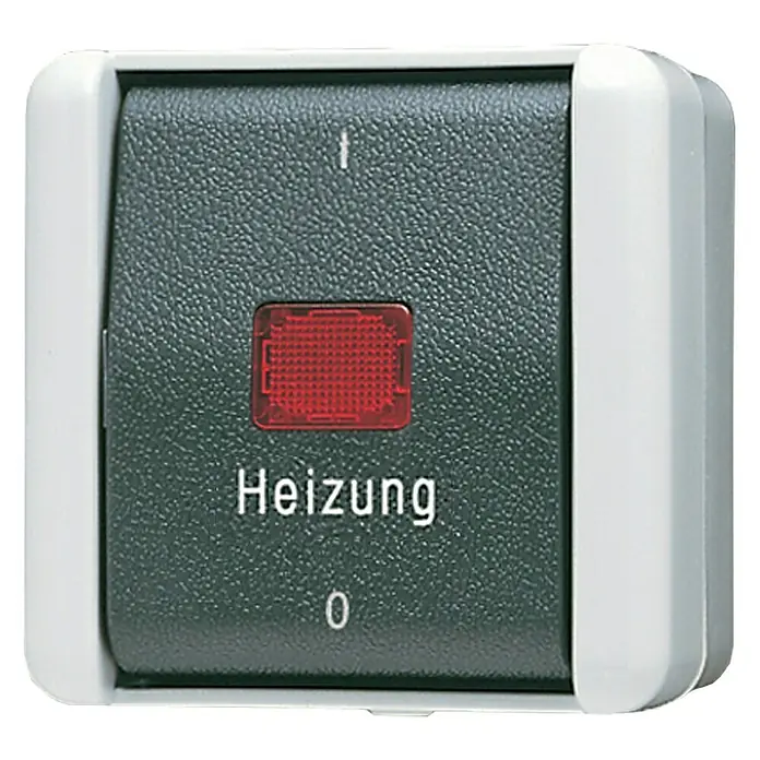 Jung WG 800 Heizungsnotschalter - Grau, Aufputz, IP44 - Vorderansicht