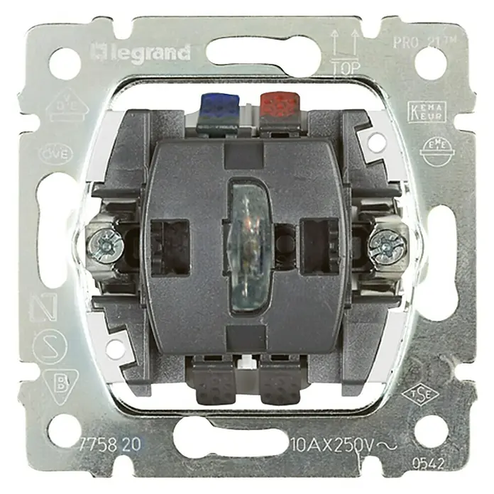 Legrand Pro 21 Kontrollschalter-Einsatz - 10 A, Unterputz - Ansicht von oben