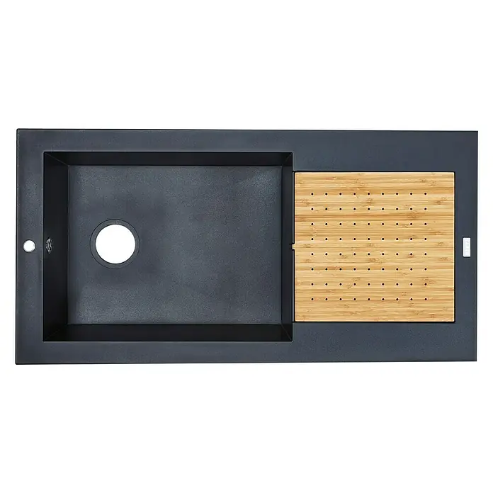 Carea Einbauspüle Eole - 98 x 50 cm, Warmluft-Trocknungsgebläse, CAREAlith®, Betongrau - Ansicht von oben