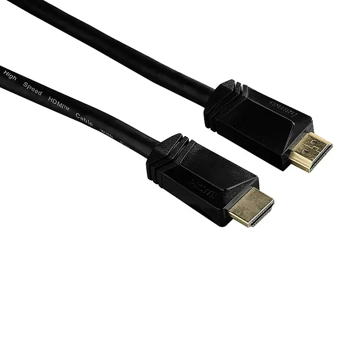 Hama HDMI-Kabel - 10 m, Vollgeschirmt, Vergoldete Kontakte, 18 Gbit/s - Vorderansicht