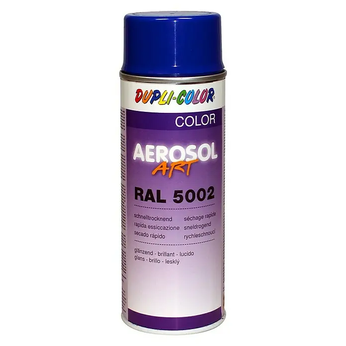Dupli-Color Aerosol Art Lak za raspršivanje RAL 5002 - Ultramarin plave boje, 400 ml, Sjaj - Pogled sprijeda