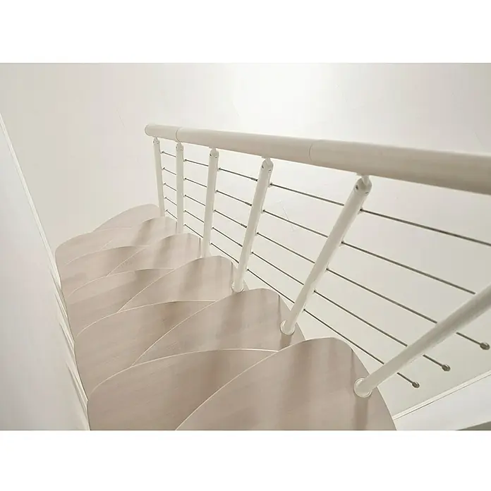 Fontanot Raumspartreppe Zen - Breite: 61 cm, Weiß, Anzahl Steigungen: 11 Stk., Farbe Stufen: Buche Gebleicht, Geschosshöhe: 212 cm - 257 cm - Ansicht von oben