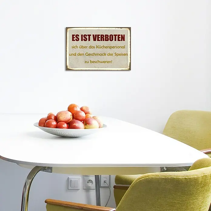 Blechschild - Antik/Vintage/Retro, 45 x 30 cm, In der Küche verboten - Vorderansicht