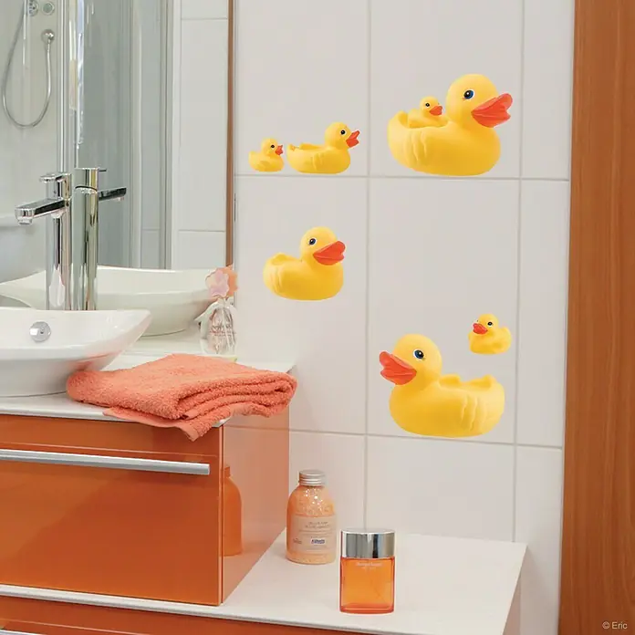 Vinilo para azulejos - Patitos de baño, 15 x 15 cm, 4 piezas - Foto ambiente