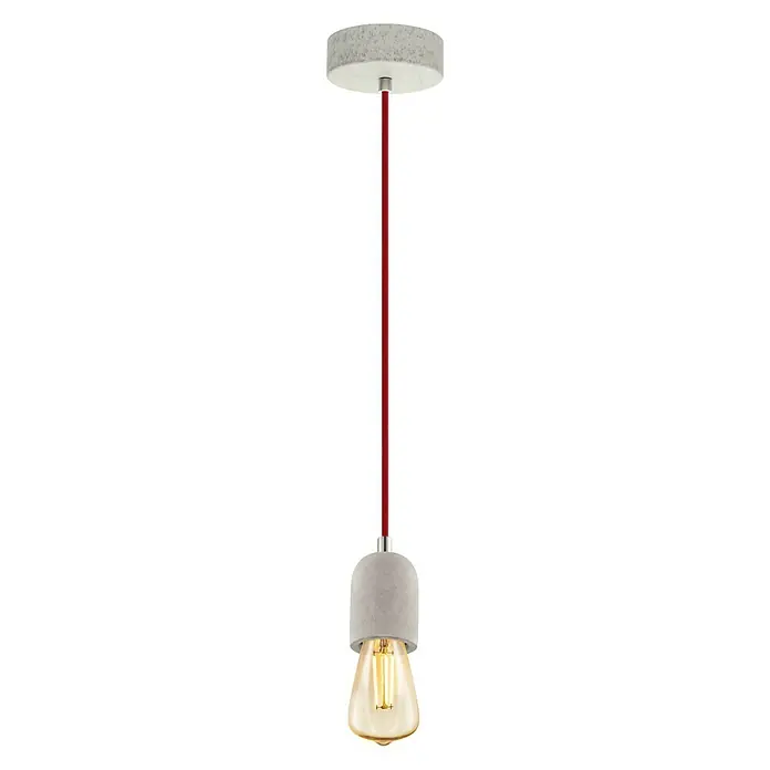 Eglo Pendelleuchte rund Yorth Betonoptik - Höhe: 200 cm, Grau/Rot - Vorderansicht