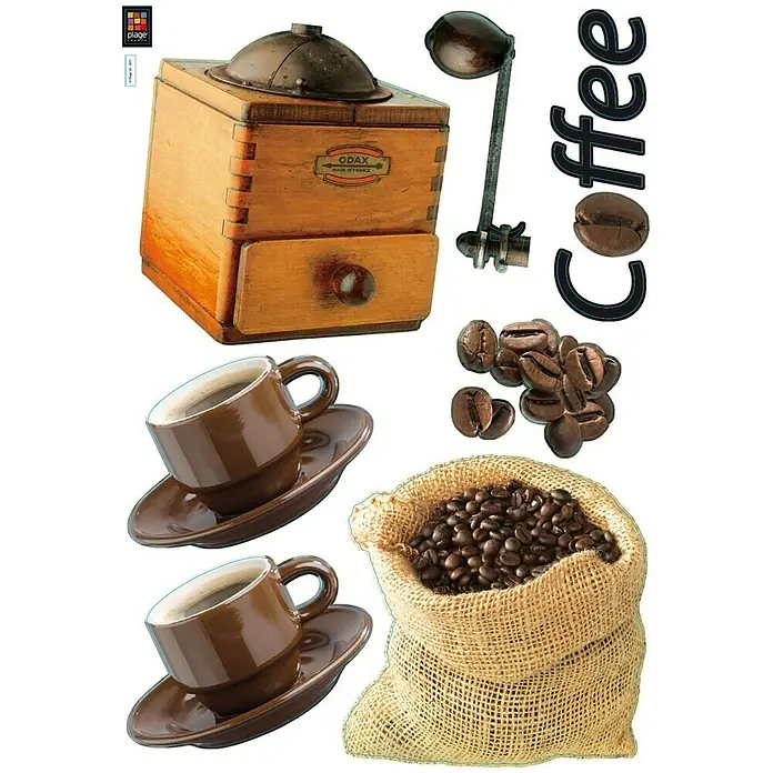 Wandtattoo - Kaffeemühle, 48 x 68 cm - Ansicht von oben