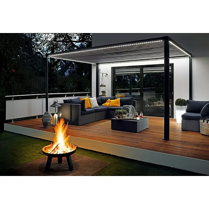 Sunfun LED-Pavillon - 3 x 4 x 2,4 m, Anthrazit, Per App steuerbar